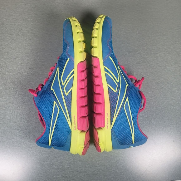 Reebok Realflex Run 2.0 Blue Neon Yellow Running Shoes Women's 7.5 - Picture 8 of 9